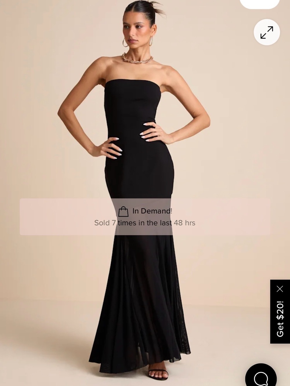 Lulu's Strapless Black Maxi Mermaid Gown